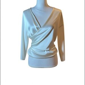 Urban Outfitters Cream Faux-Wrap Drape Blouse